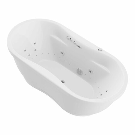 ANZZI Freestanding Whirlpool and Air Jetted Tub, 71.25 L, 35.8 W, White, Acrylic FT-AZ102